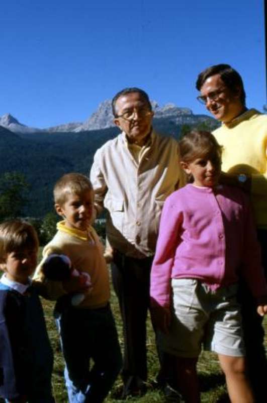 Andreotti a Cortina con i nipoti e il genero Marco Ravaglioli (Foto Radogna)