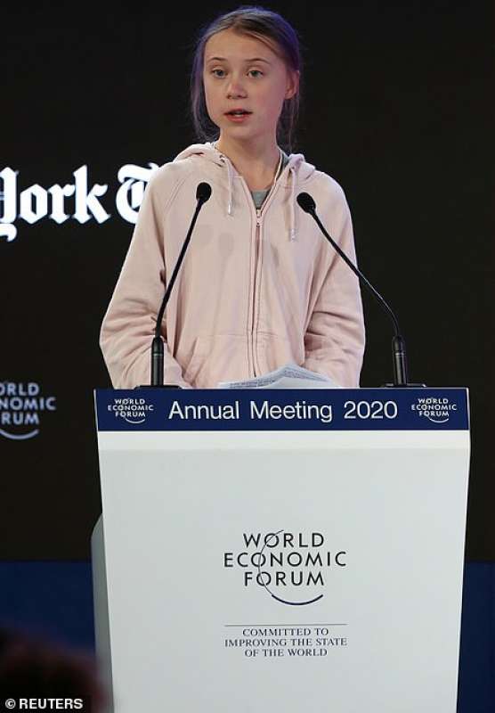 greta thunberg parla a davos