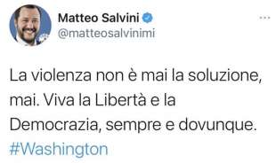 IL TWEET DI MATTEO SALVINI SULL IRRUZIONE DEI SUPPORTER DI TRUMP AL CONGRESSO USA