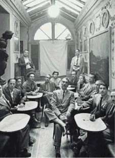 palazzeschi, mafai, carlo levi, flajano e orson welles al caffe greco nel 1948 foto di irving penn