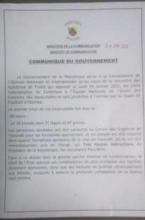 il comunicato del governo del camerun