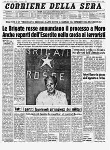 prima pagina corriere domenica 19 marzo 1978