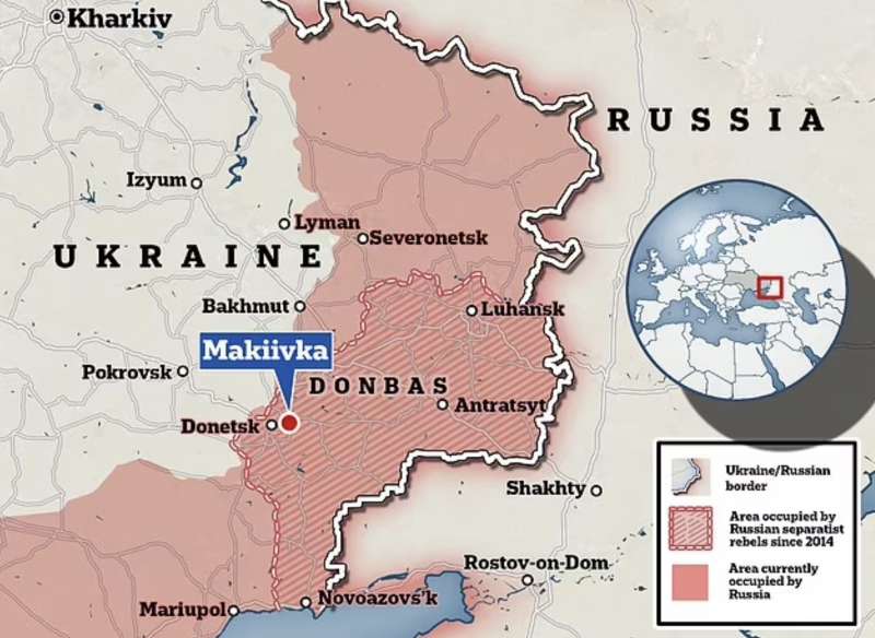 attacco ucraino alla base militare russa di makiivka.