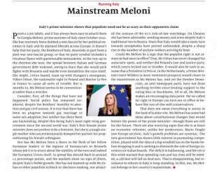 MAINSTREAM MELONI - ARTICOLO DI THE ECONOMIST
