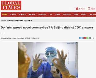 l'articolo del global times su peti e coronavirus