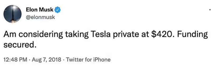 Tweet di Elon Musk