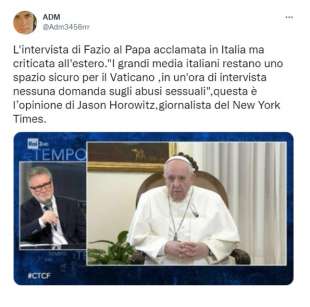 tweet su intervista al papa di fabio fazio 1