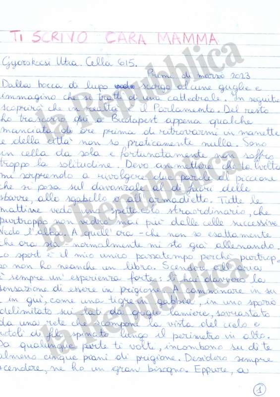 la lettera di ilaria salis dal carcere di gyorskocsi utca, a budapest 5
