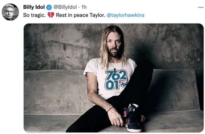 billy idol tweet morte di taylor hawkins