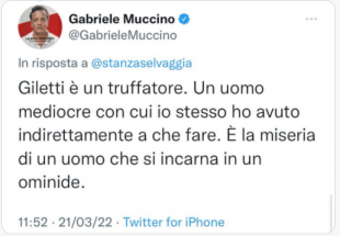 IL TWEET DI GABRIELE MUCCINO CONTRO MASSIMO GILETTI
