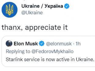 l ucraina ringrazia elon musk per i satelliti starlink
