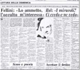 la pagina del corriere della sera dedicata a un dialogo fellini rol 31 dicembre 1978.