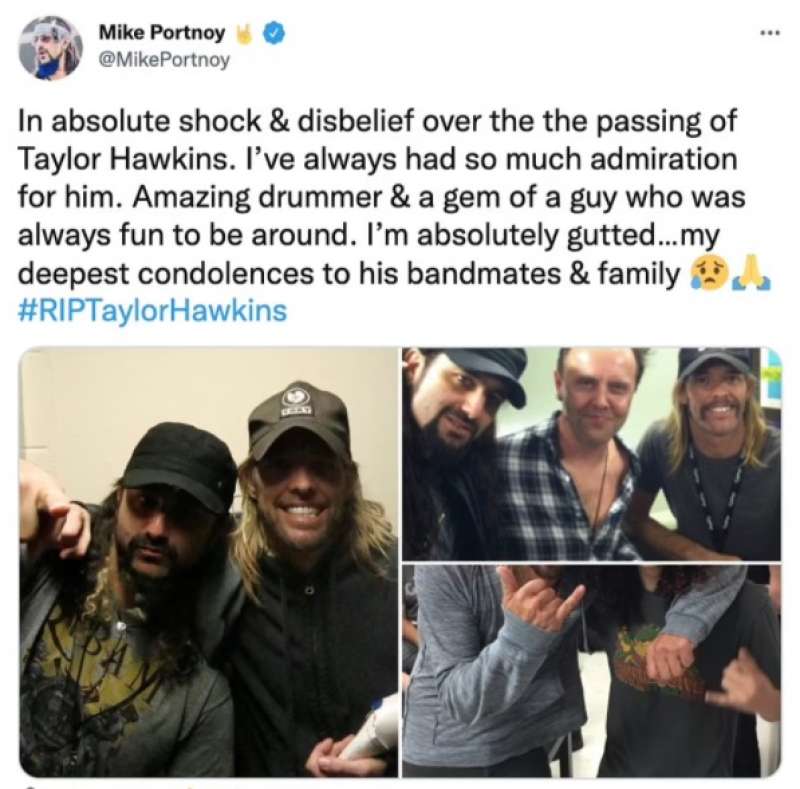 mike portnoy tweet morte di taylor hawkins