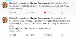 Tweet di Marina Ovsiannikova