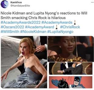 tweet sulla reazione di nicole kidman allo schiaffo di will smith a chris rock