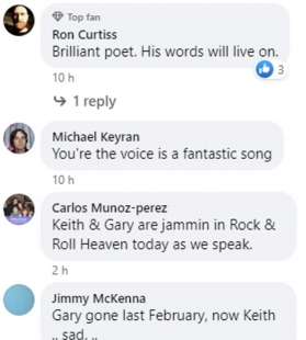 commenti sulla morte di keith reid