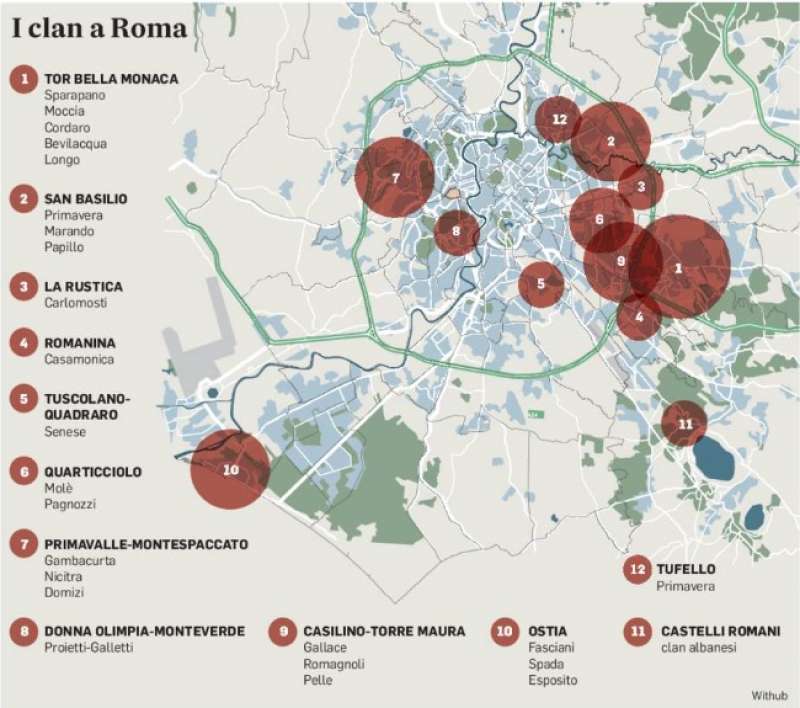 mappa dei clan criminali a roma