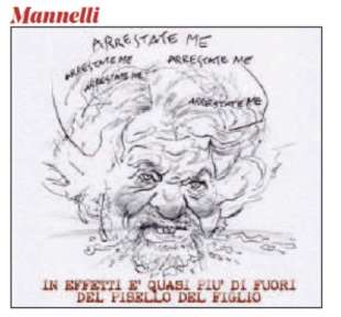 BEPPE GRILLO DIFENDE IL FIGLIO - VIGNETTA BY MANNELLI