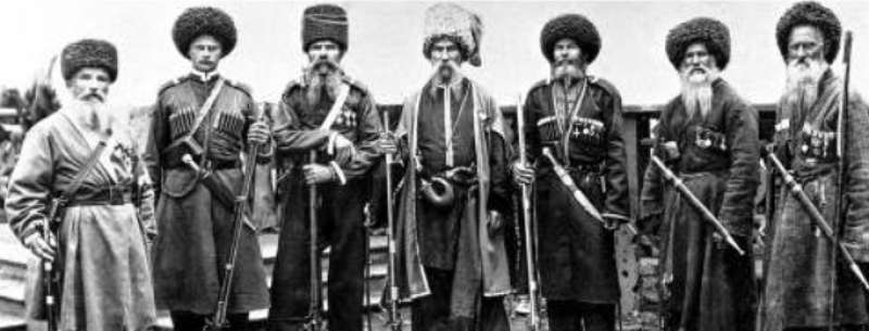 un gruppo di guerrieri cosacchi nella zona del caucaso