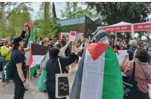 contestazione collettivo filo palestinese alla biennale di venezia