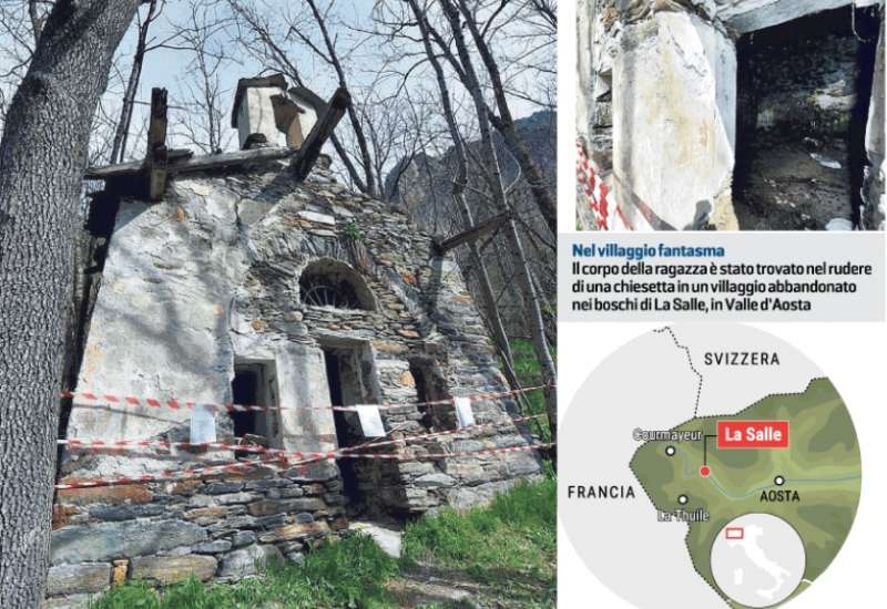 Equilivaz - La Salle - Aosta - la chiesetta dove e' stato ritrovato il corpo di una ragazza