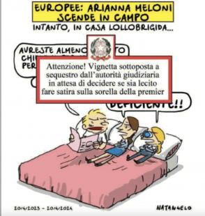 vignetta di Natangelo su Arianna Meloni e Francesco Lollobrigida