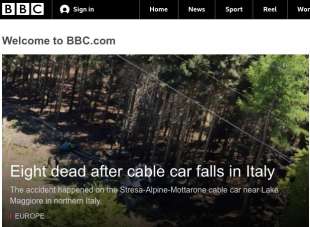l incidente alla funivia stresa mottarone sulla bbc