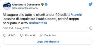 TWEET DI ALESSANDRO GASSMAN SUL CASO ELISABETTA FRANCHI