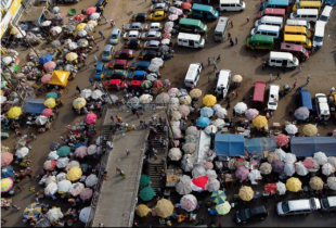 festus jackson davis umbrella kaneshie market from the air accra ghana