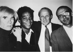 Bruno Bischofberger con Andy Warhol, Jean-Michel Basquiat e Francesco Clemente (New York,1984)