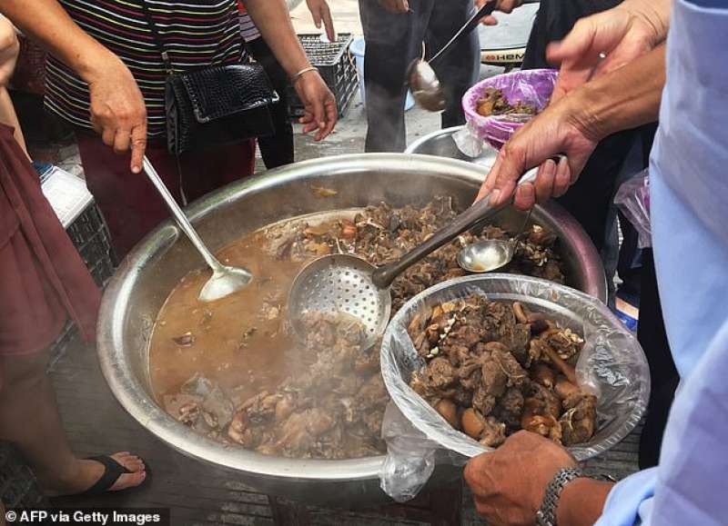 carne di cane servita al festival di yulin