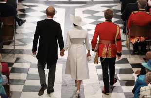 il duca e la duchessa di sussex arrivano questa mattina per il servizio di ringraziamento alla cattedrale di st paul a londra copia