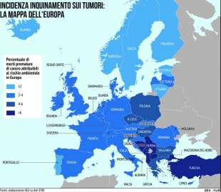 incidenza inquinamento sui tumori in europa