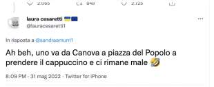 Tweet di Laura Cesaretti in risposta a Sandra Amurri