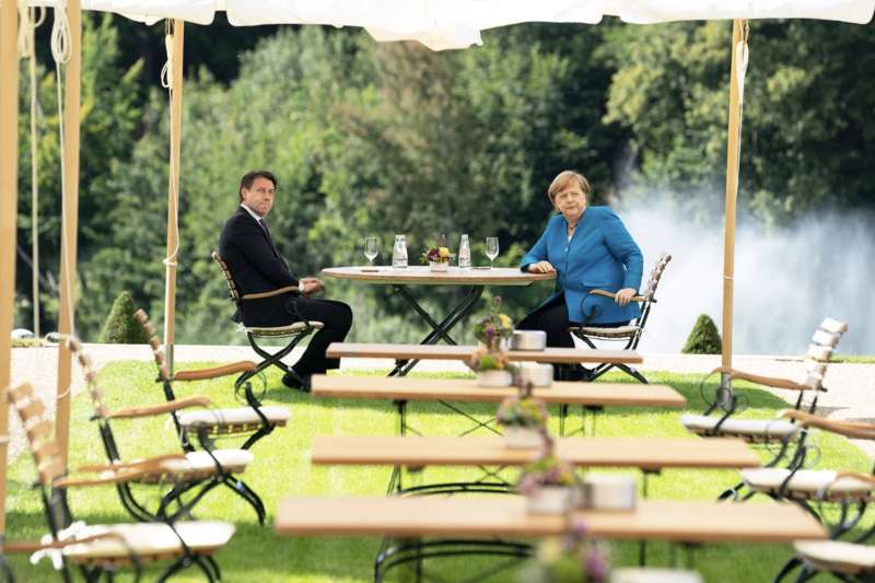Giuseppe Conte e Angela Merkel a Meseberg