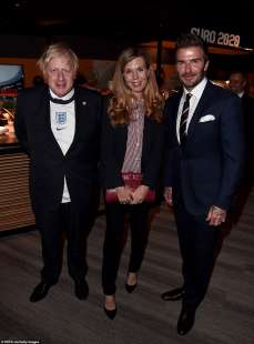 Boris Johnson con la moglie Carrie e David Beckham