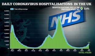 Ospedalizzazioni al giorno in Gran Bretagna
