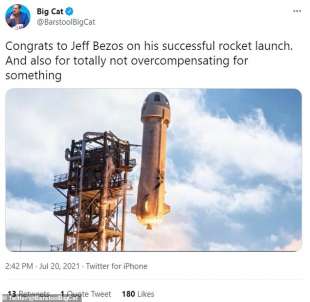 Tweet Jeff Bezos viaggio spaziale 3