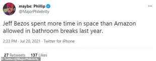 Tweet Jeff Bezos viaggio spaziale 4