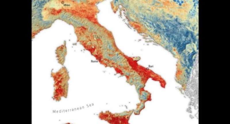ondata di caldo in italia vista dal satellite