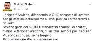 Salvini tweet vs Saviano