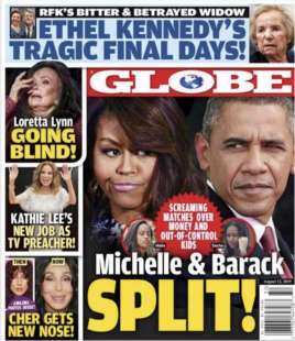 la copertina del globe sul divorzio di barack e michelle obama