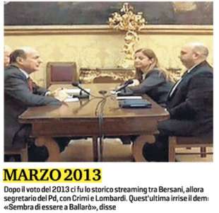 marzo 2013 bersani in streaming con crimi e lombardi