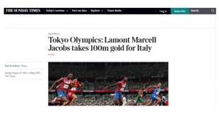 la vittoria di marcell jacobs nei 100m nei media stranieri sunday times