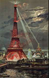 embrasement de la tour eiffel pendant l’exposition universelle de 1889