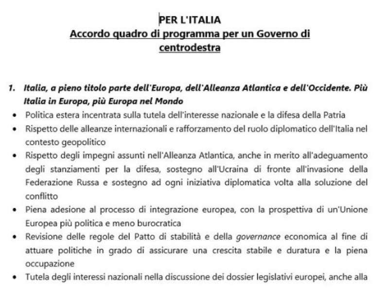 PER L'ITALIA - IL PROGRAMMA DI GOVERNO DEL CENTRODESTRA