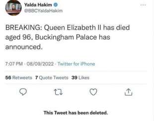 il tweet di yalda hakim giornalista della bbc