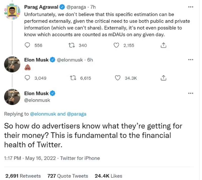 scazzo tra musk e parag agrawal