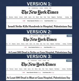 LE TRE VERSIONI DELL ARTICOLO DEL NEW YORK TIMES SUL BOMBARDAMENTO ALL OSPEDALE DI GAZA