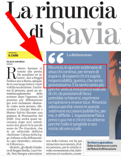 La Stampa, dichiarazione di Saviano